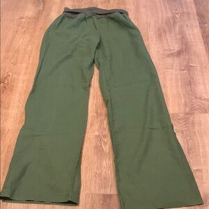 Linen Green Wide-Leg Pants